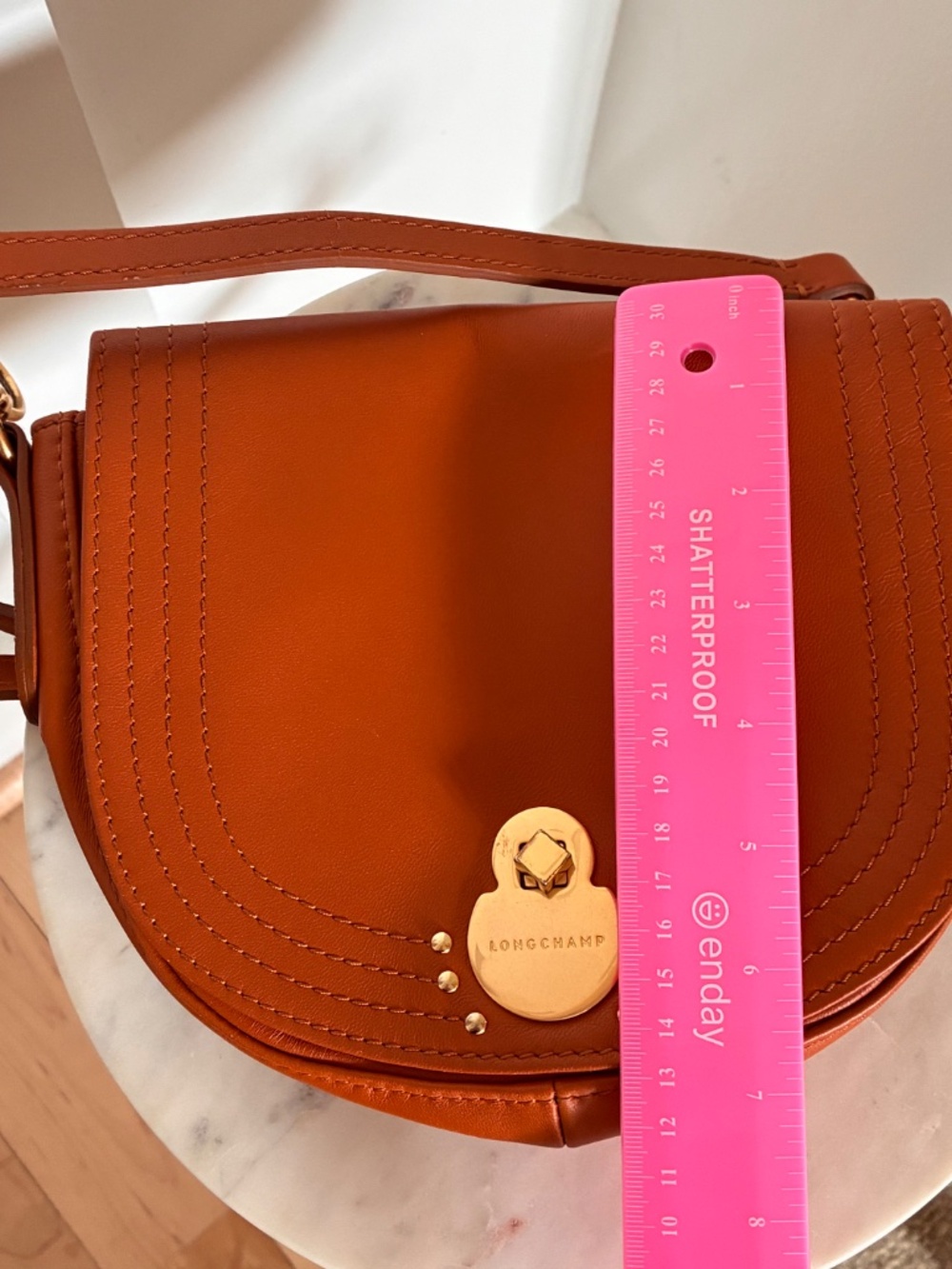 Longchamp orange leather Cavalcade crossbody - Picture 13 of 15